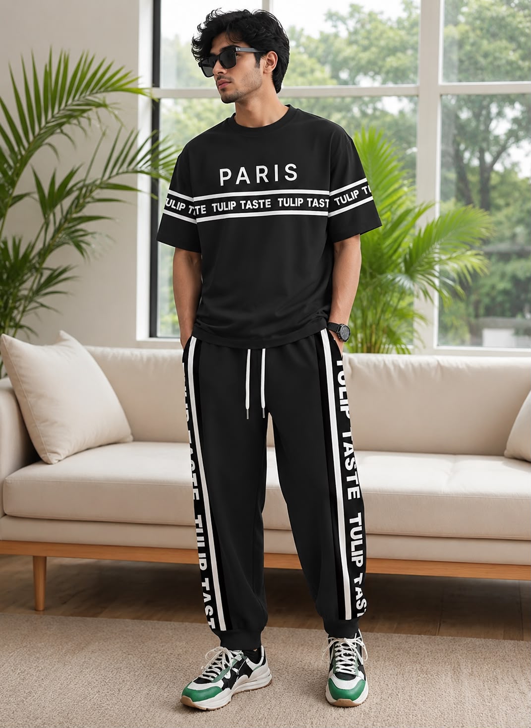 Drop Shoulder Mash T-Shirt and Trouser Combo (30935)